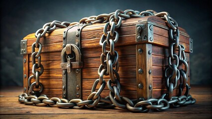 A giant chain wrapped around a cursed treasure chest