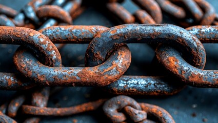 Fototapeta premium Intricate texture of a rusty chain link