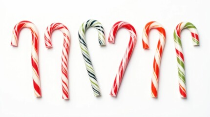 Colorful Candy Canes Isolated on White Background