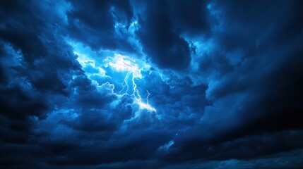 Fototapeta premium Night sky, lightning storm, dramatic clouds, atmospheric backdrop, weather