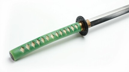 Fototapeta premium Isolated Jade Green Katana with Detailed Hilt
