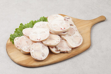 A soup made with beef feet and simmered thoroughly.
