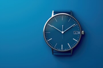 Business clock icon in flat style with a minimalist timer, set against a vibrant blue background