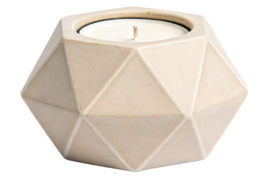 Geometric candle holder isolated with transparent background