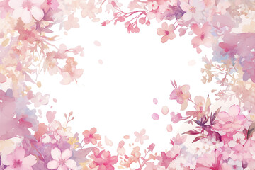 Fototapeta premium 伝統的な和柄フレーム｜上品な桜の花とゴールドライン