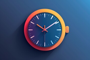Business clock icon in flat style with a minimalist timer, set against a vibrant blue background