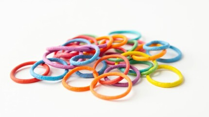 Fototapeta premium Colorful Rubber Bands Isolated on White Background