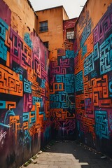 Fototapeta premium Maze graffiti art on a city wall