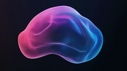 A smooth gradient blob transitioning from blue to pink, floating on a black background.