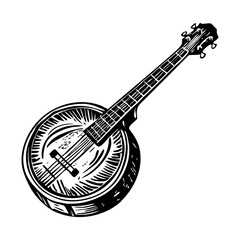 Banjo instrument vintage style illustration
