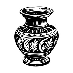 Sketchy illustration depicting a vintage pottery vase