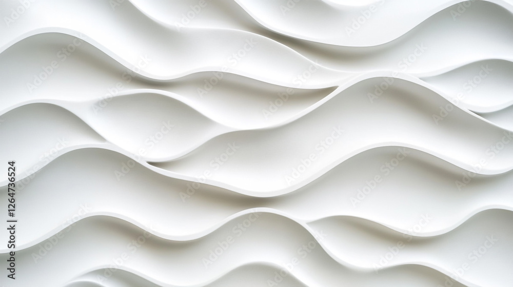 Poster elegant undulating patterns create serene textures on a white surface, showcasing modern design prin
