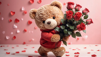 Teddy bear, valentines day, 3D render style