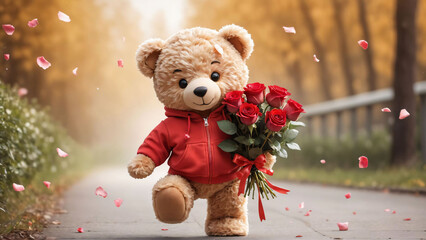 Teddy bear, valentines day, 3D render style