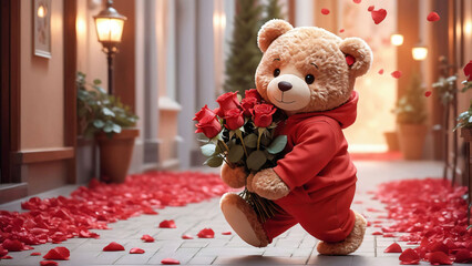 Teddy bear, valentines day, 3D render style