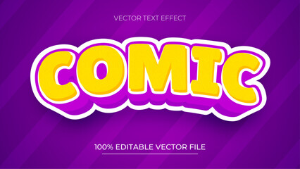 Comic editable cartoon text effect yellow and purple violet color
