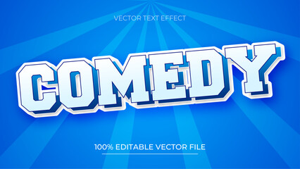 3D Bold Comedy Editable Text Effect with blue color theme