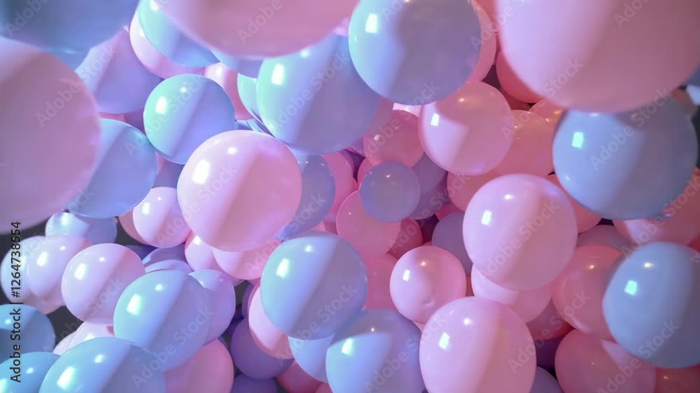 Aufkleber Pastel colored balloons drifting weightlessly, creating magical dreamlike atmosphere with soft, gentle floating motion in slow motion sequence