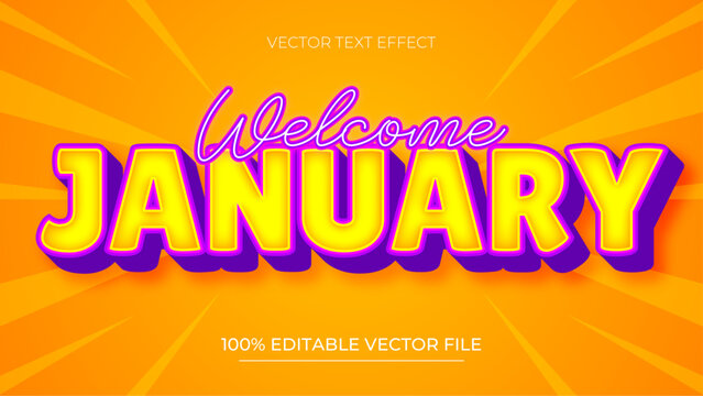 Yellow and Purple January 3d editable text effect bold font style