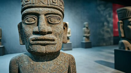 Ancient Stone Sculptures in Modern Museum Setting Highlighting Cultural Heritage for International Museum Day Celebration
