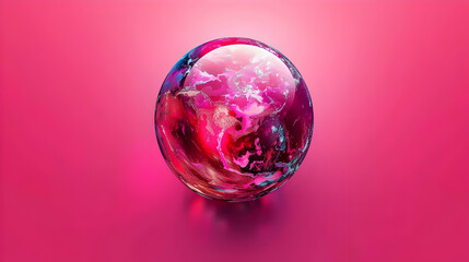 A vibrant, abstract representation of Earth in a colorful glass sphere.