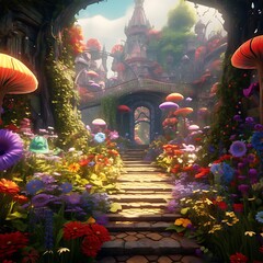 Obraz premium A garden with flowers in every color of the rainbow, Holi Day