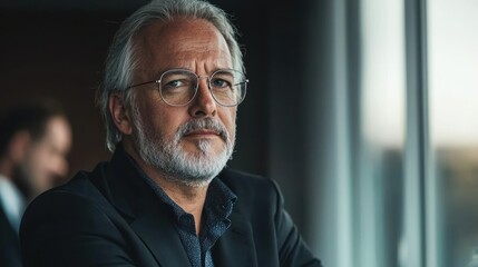 A CEO boardroom scene with the CEO reviewing a business proposal with senior executives.