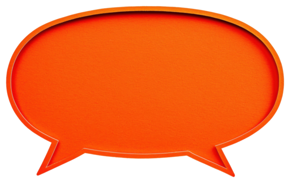 Orange Speech Bubble Icon for Dialogue or Conversation in Transparent Background
