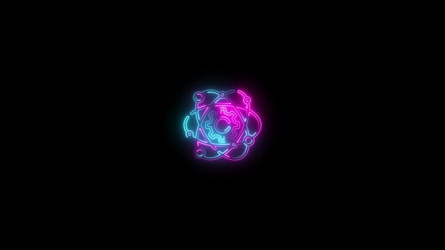 Glowing Nanotechnology Icon and Symbol in HD Video