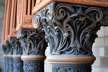 Naklejka premium Four Pillars at the New York State Education Department Building in Albany