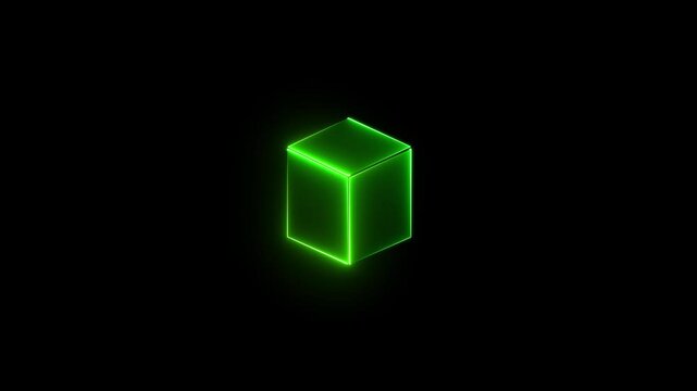 Looping Glowing Pentagonal Neon Frame Effect on Black Background &ndash; Futuristic Tech Sign with Green Neon Lights.