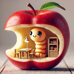 An apple in which a worm lives