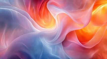 Obraz premium Luminous flowing shapes. Bright gradients in mint frost and ember red. Evolving curves merging into abstract designs.