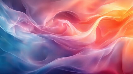 Obraz premium Luminous flowing shapes. Bright gradients in iceberg blue and raspberry red. Veiled curves merging into abstract designs.