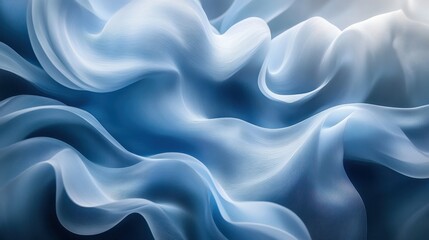 Obraz premium Luminous flowing shapes. Bright gradients in silver mist and cosmic blue. Evolving curves merging into abstract designs.