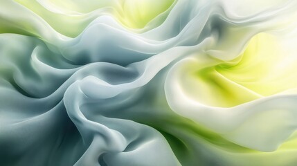 Obraz premium Luminous flowing shapes. Bright gradients in pearl gray and lime green. Effortless curves merging into abstract designs.