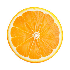 Slice ripe orange citrus fruit isolated on transparent background.