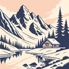 Minimalistic mountains in geometric style
