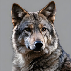 Obraz premium Majestic Wolf Portrait with Intense Eyes Displaying the Beauty of Wild Canines in Nature