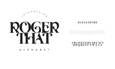 Rogerthat typography beauty fashion elegant minimalist serif italic fonts decorative wedding vintage retro logos. Minimal luxury font alphabet logo. Vector illustration