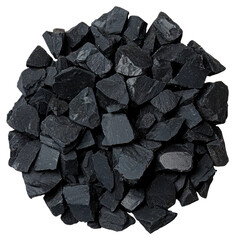 Pile of Sparkling Black Stones on Transparent Background for Graphic Design