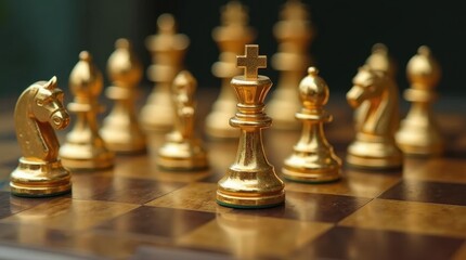 Gold-Plated Chessboard with Currency Chess Pieces