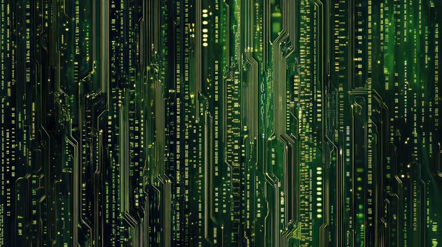 Abstract green digital circuit board texture.