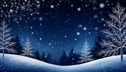 Beautiful Blue Winter Snowflakes Background  High-Resolution Bokeh Effect