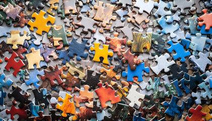 Pieces of puzzle close up