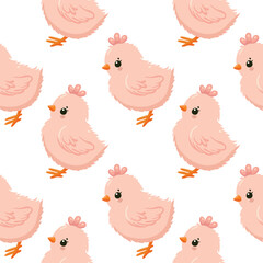 Seamless vector pattern with cute Easter chicks, birds and decorated eggs. Perfect for holiday decorations, wrapping paper, textiles and greeting cards.