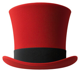 Red Top Hat with Black Band in Isolated Background Classic Menswear Formal Attire