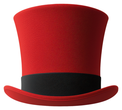 Red Top Hat with Black Band in Isolated Background Classic Menswear Formal Attire