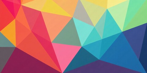 Obraz premium Vibrant Abstract Geometric Pattern with Multicolored Triangles Forming a Colorful Low Poly Design