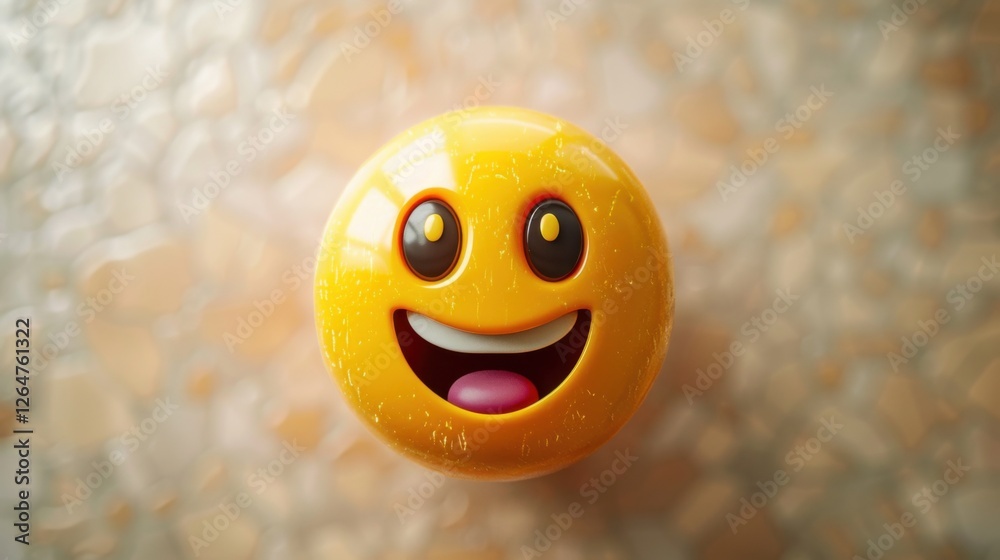 Fototapete 3D realistic emoji from an elevated and diagonal perspective, capturing detailed textures and expressions on a white background